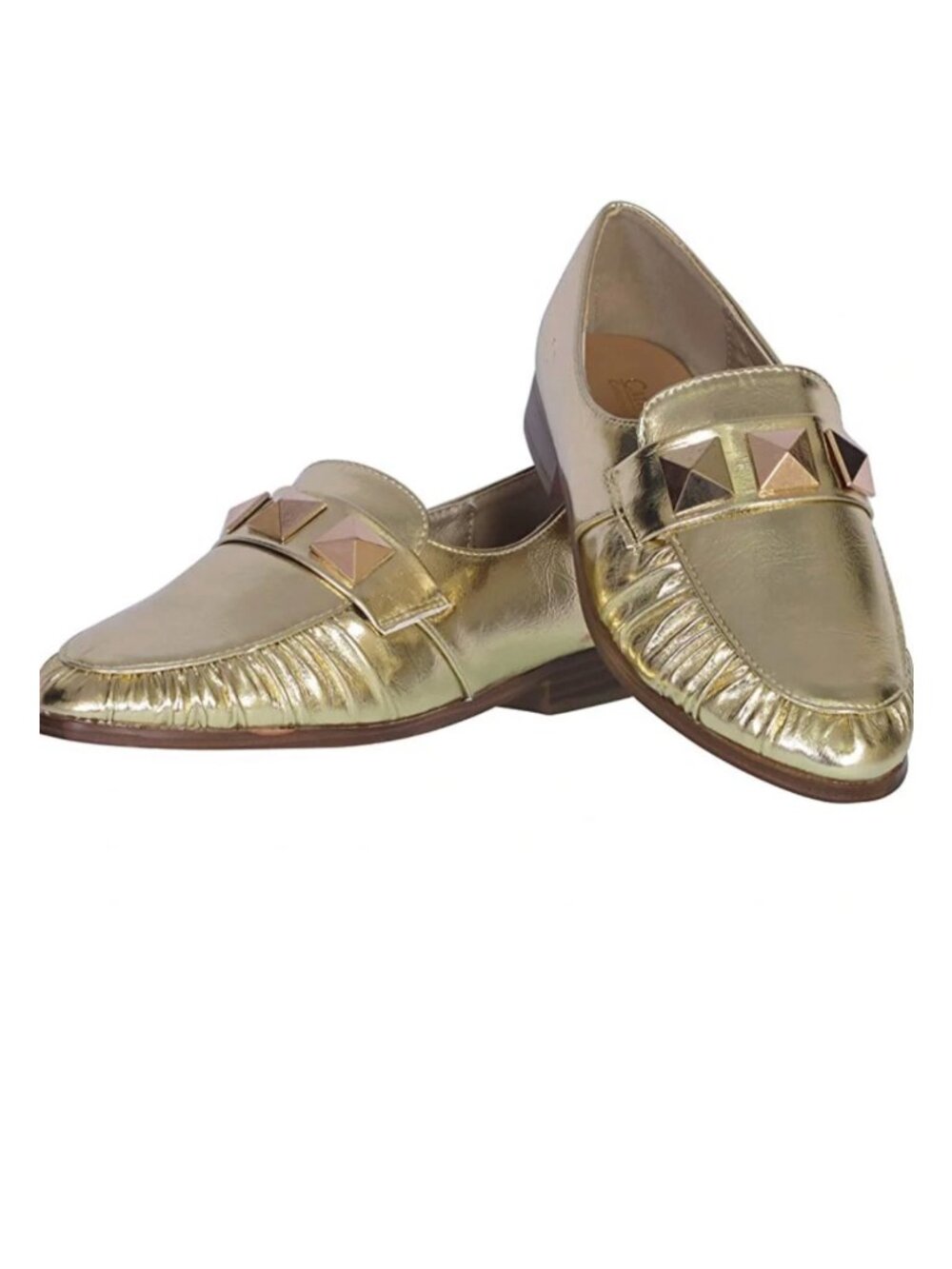 NEW Women's Studded Slip-on Gold Loafer